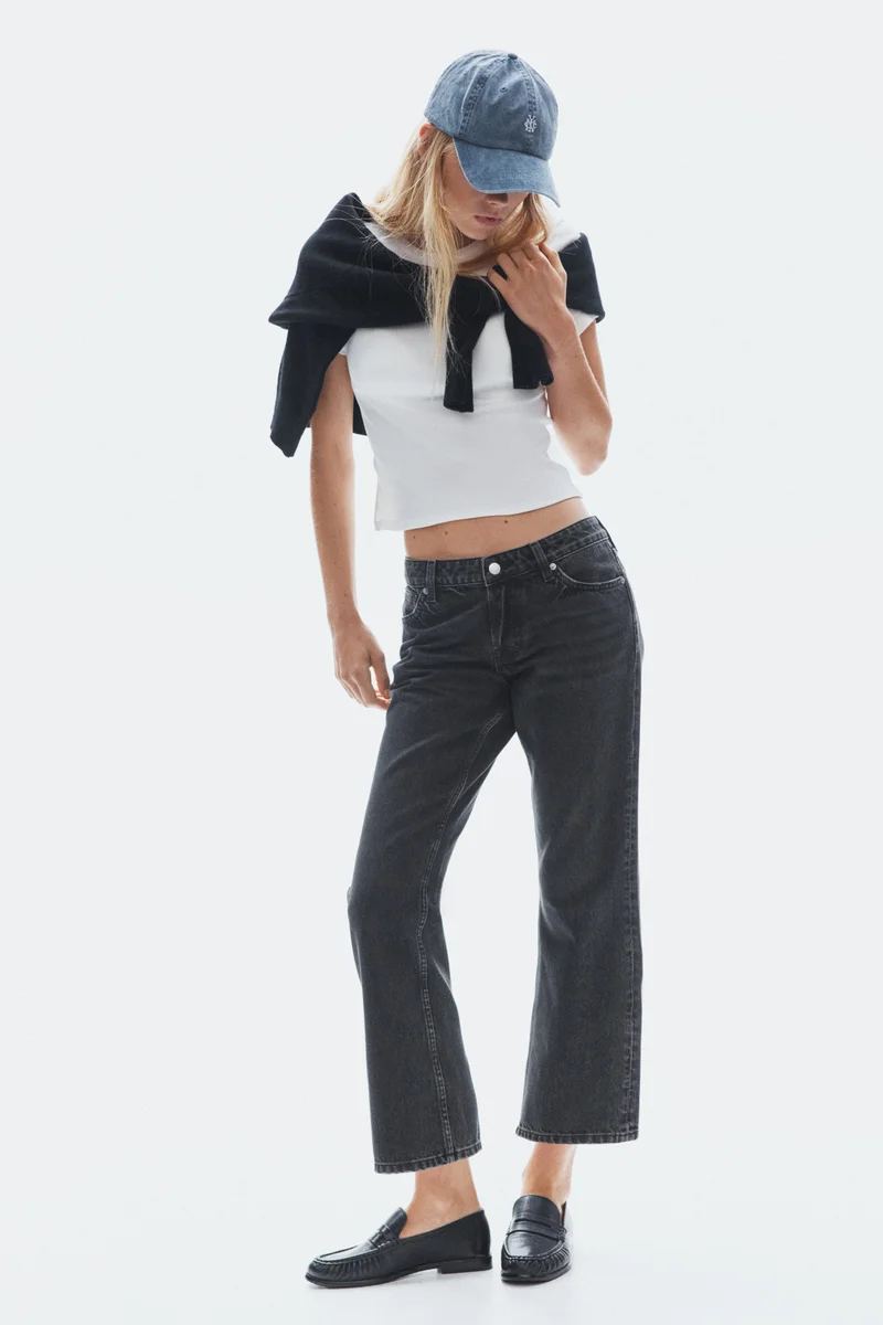 H&M  Bootcut Regular Waist Cropped Jeans for Women | Best Price UAE