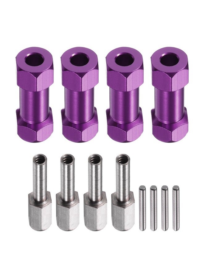 MECCANIXITY 4pcs 12mm Wheel Hex Drive Hubs Adapter Combiner Coupler, Aluminum 20mm Extension with Nut Latch for 1/10 RC Crawler Car Parts, Purple - Image 1