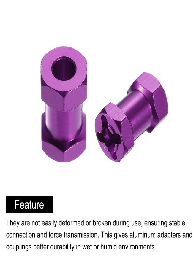 MECCANIXITY 4pcs 12mm Wheel Hex Drive Hubs Adapter Combiner Coupler, Aluminum 20mm Extension with Nut Latch for 1/10 RC Crawler Car Parts, Purple - Image 4