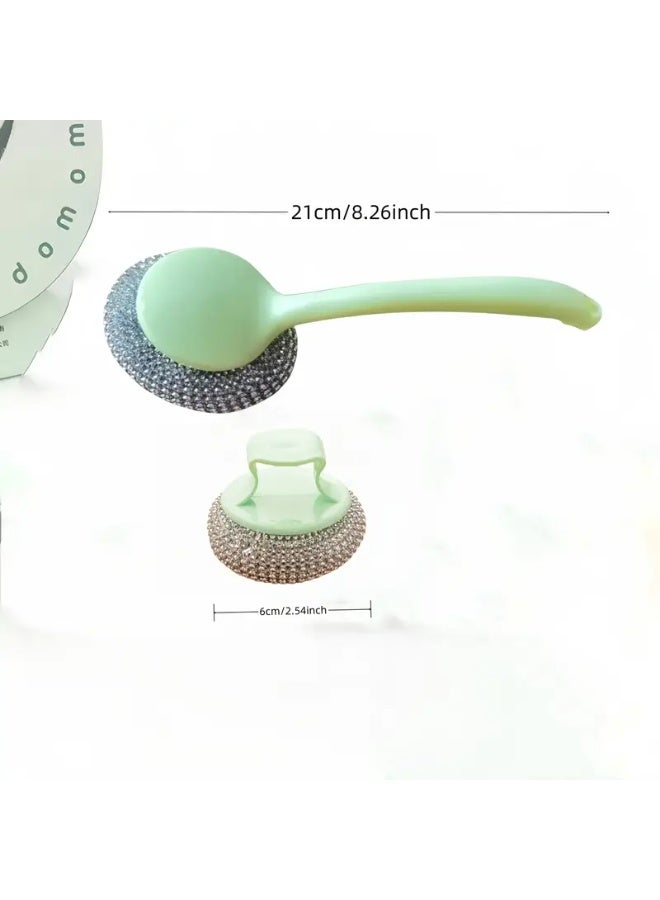 4-Piece Wire Cleaning Scrubber Set with Plastic Handle – Heavy Duty Kitchen Dish Cleaning Pads - Image 2