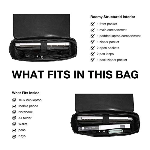 ECOSUSI Women's Briefcase Vegan Leather 15.6 inch Laptop Bag for Work Computer Shoulder Satchel Bag with Detachable Bow, Black - Image 4