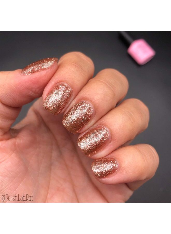 AIMEILI Soak Off U V LED Gel Nail Polish - Tinsel Toast Gold Diamond (016) 10ml  - Image 2