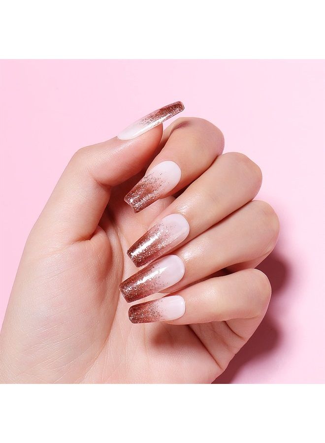 AIMEILI Soak Off U V LED Gel Nail Polish - Tinsel Toast Gold Diamond (016) 10ml  - Image 3