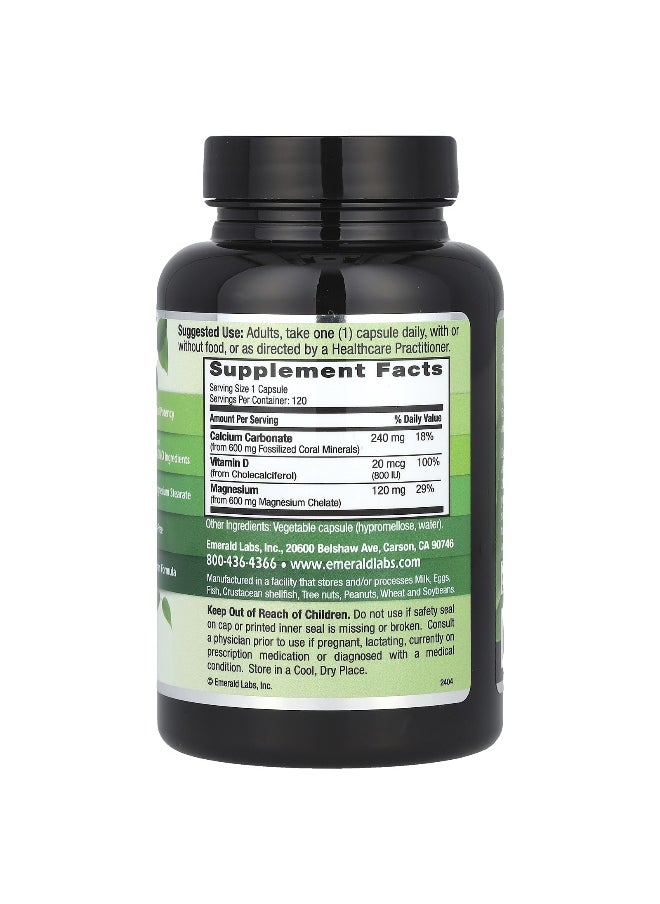 Emerald Laboratories Emerald Laboratories, Coral Calcium+, 120 Vegetable Capsules  - Image 2