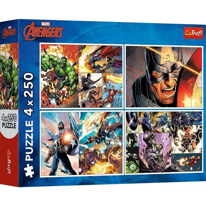 Trefl -Puzzle 4x250 Heroes days Avengers - 13309 - Image 1