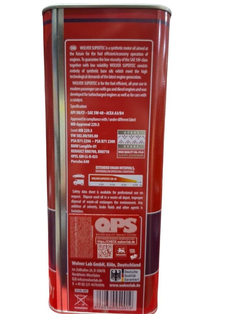 WOLVER 4-liter German-made 5W40 engine oil for 10,000 km - Image 3