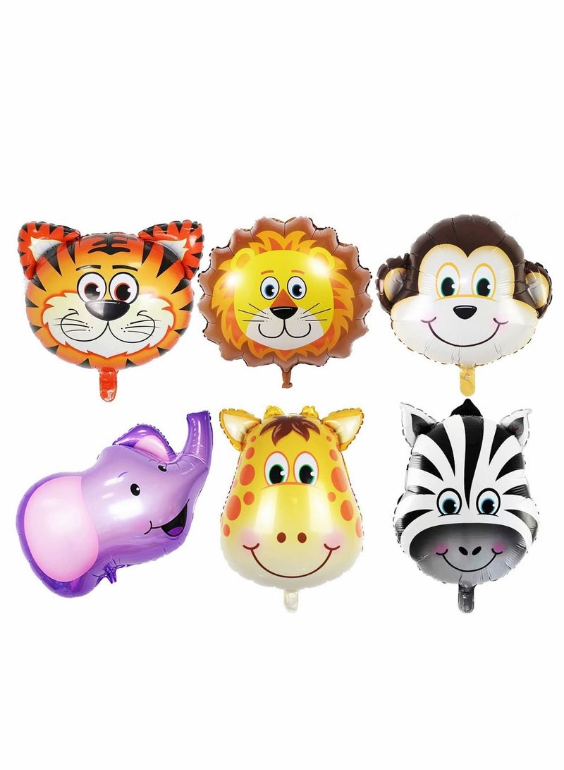 Excefore زينة حفلة عيد ميلاد من الغابة بالون حيوانات سفاري عملاقة للأطفال فتيان زينة حفلة استحمام طفل في الغابة عيد ميلاد وحش واحد زينة حفلة حديقة الحيوانات لعيد الميلاد وزينة حفلة استحمام الطفل، 6 قطع - Image 1