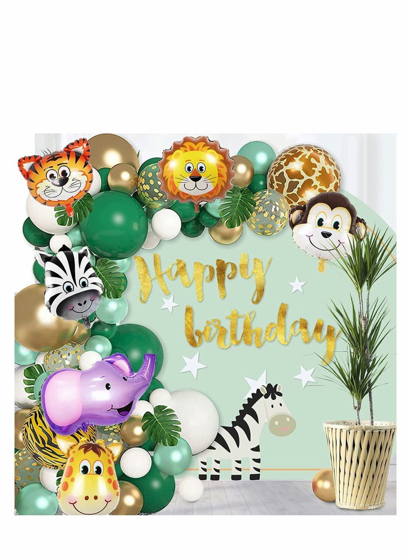 Excefore زينة حفلة عيد ميلاد من الغابة بالون حيوانات سفاري عملاقة للأطفال فتيان زينة حفلة استحمام طفل في الغابة عيد ميلاد وحش واحد زينة حفلة حديقة الحيوانات لعيد الميلاد وزينة حفلة استحمام الطفل، 6 قطع - Image 2