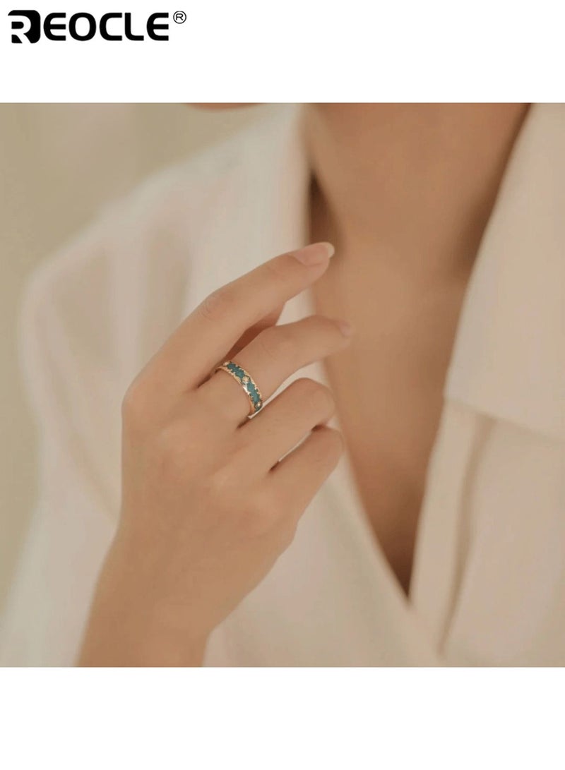 ريوكل خاتم نسائي مفتوح بتصميم عتيق وهيكل نحاسي أنيق، مجوهرات أصابع قابلة للتعديل بتفاصيل رائعة للزينة العصرية. - Image 5