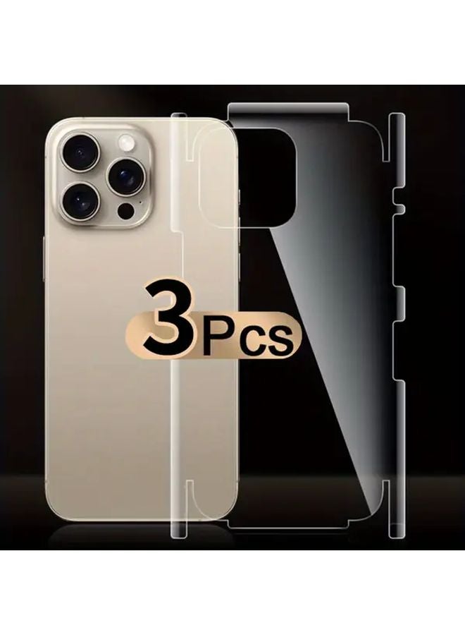 3PCS Set Back Hydrogel Film Border Frame Stickers For iPhone 16 Pro Max Full Cover Screen Protectors - Image 2