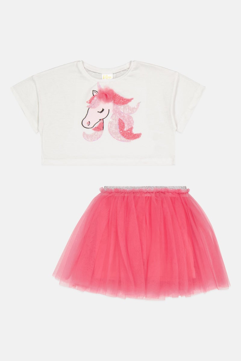 MISS Kids Girl 2 Pieces Sequins Top And Tutu Skirt Set, Multicolor - Image 3
