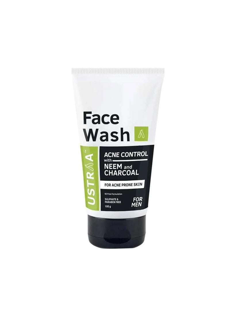 Ustraa - Ustraa Face Wash Acne Control  With Neem  Charcoal Face Wash  35 Oz  Oil control Prevents Acne Especially for Oily skin No Sulphate No Paraben - Image 1