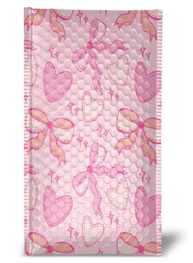 Pretty Package Store 4x7 Designer Bubble Poly Mailer 50 Pack Heavy Duty Waterproof Self Seal Shipping Bags for Small Business Large Mailing Envelopes Bulk Tear Resistant Padded Pink Coquette Bubble Mailer - Image 1