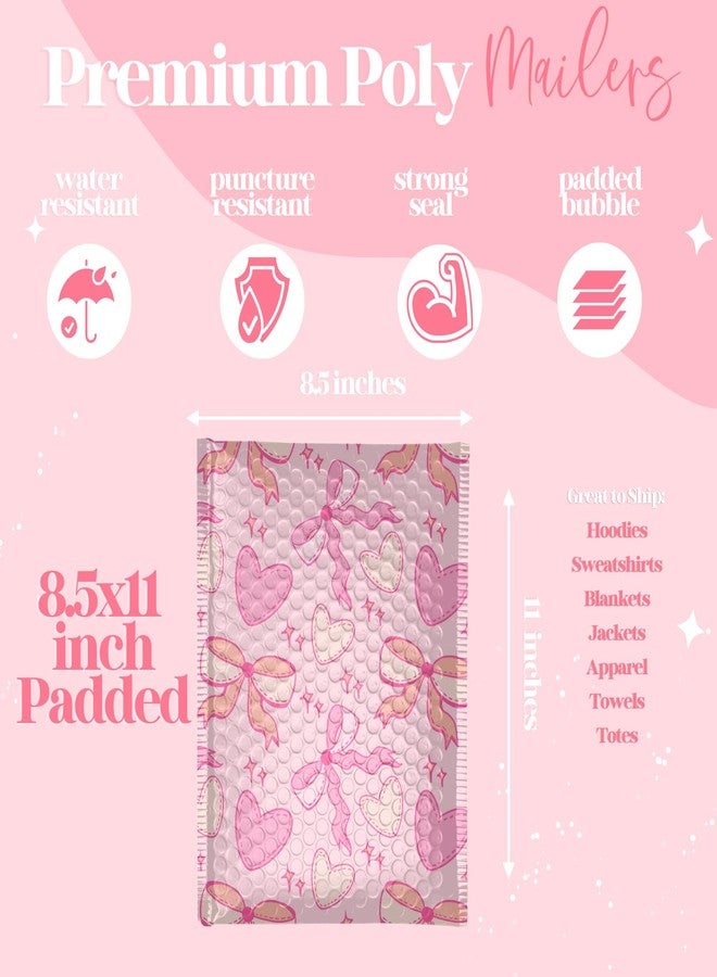 Pretty Package Store 4x7 Designer Bubble Poly Mailer 50 Pack Heavy Duty Waterproof Self Seal Shipping Bags for Small Business Large Mailing Envelopes Bulk Tear Resistant Padded Pink Coquette Bubble Mailer - Image 5