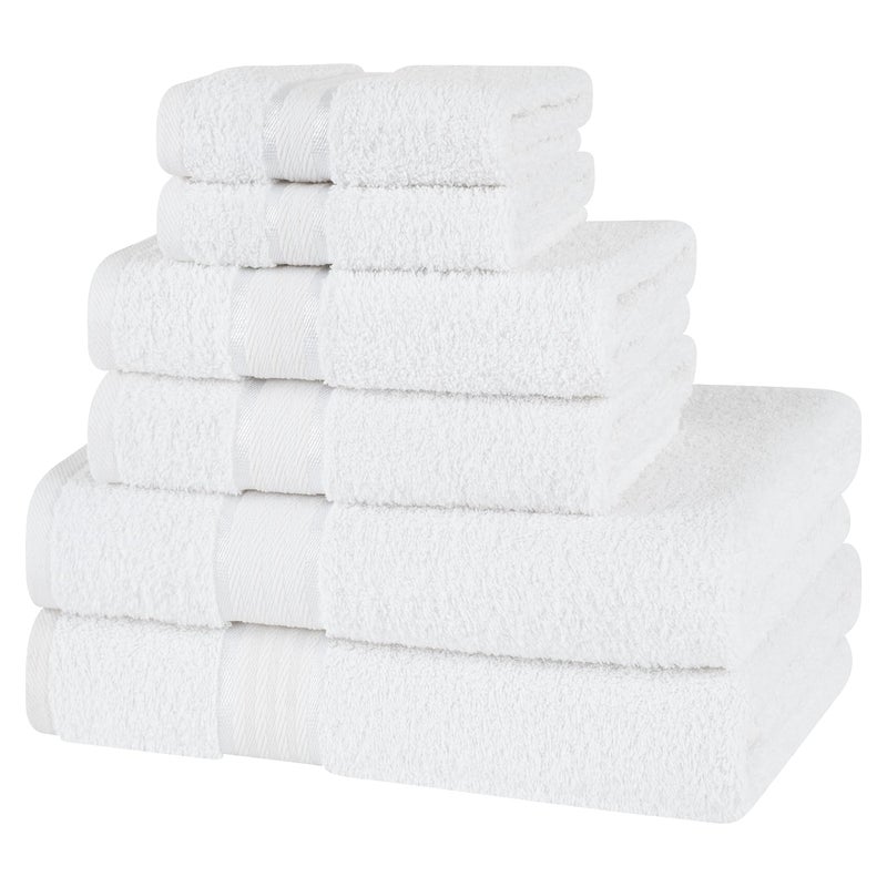 Dorlion Towels مناشف Dorlion 6 قطعة 100 ٪ مناشف القطن التركي مجموعة مناشف حمام 2 مناشف اليد 2 مناشف ناعمة للامتصاص للحمام والمطبخ قبالة أبيض  - Image 4