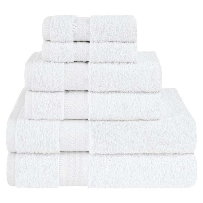 Dorlion Towels مناشف Dorlion 6 قطعة 100 ٪ مناشف القطن التركي مجموعة مناشف حمام 2 مناشف اليد 2 مناشف ناعمة للامتصاص للحمام والمطبخ قبالة أبيض  - Image 1