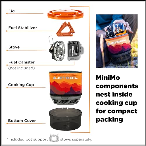 Jetboil MiniMo Camping and Backpacking Stove Cooking System with Adjustable Heat Control (Sunset) - Image 4