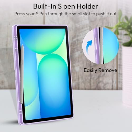 Robustrion Cover Case for Samsung Galaxy Tab S10 FE Plus 13.1 inch Cover with [Pencil Holder] Hybrid Cover for Samsung Tab S10 FE Plus 13.1 inch Tablet [Auto Sleep Wake Support] - Marble Lilac - Image 4