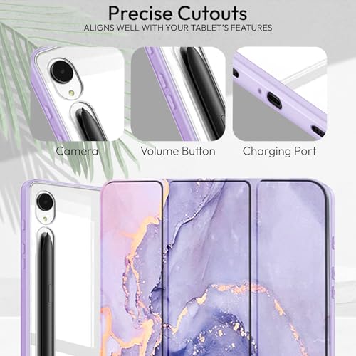 Robustrion Cover Case for Samsung Galaxy Tab S10 FE Plus 13.1 inch Cover with [Pencil Holder] Hybrid Cover for Samsung Tab S10 FE Plus 13.1 inch Tablet [Auto Sleep Wake Support] - Marble Lilac - Image 5