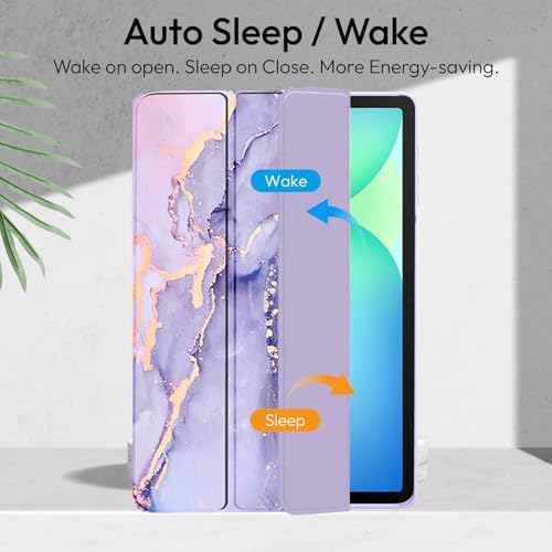 Robustrion Cover Case for Samsung Galaxy Tab S10 FE Plus 13.1 inch Cover with [Pencil Holder] Hybrid Cover for Samsung Tab S10 FE Plus 13.1 inch Tablet [Auto Sleep Wake Support] - Marble Lilac - Image 3