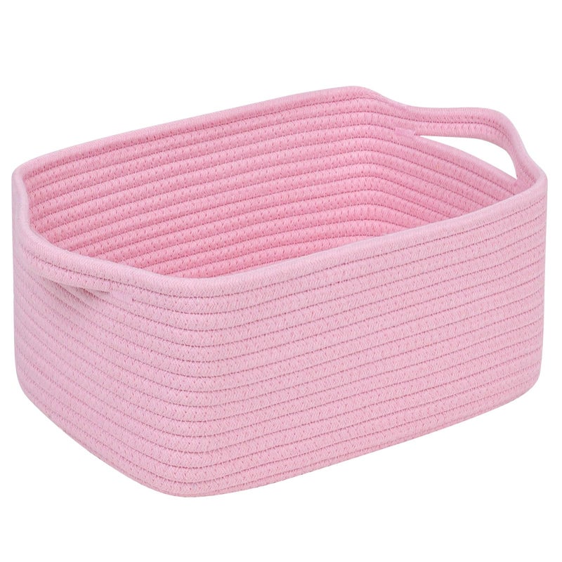 CubesLand Cube Storage Organizer Basket Bin Cube Shelf Shelves Cotton Rope Basket Durable Woven Rectangular Basket for Organizing Nursery Toys Basket 14x10x708IN Pink Basket - Image 2