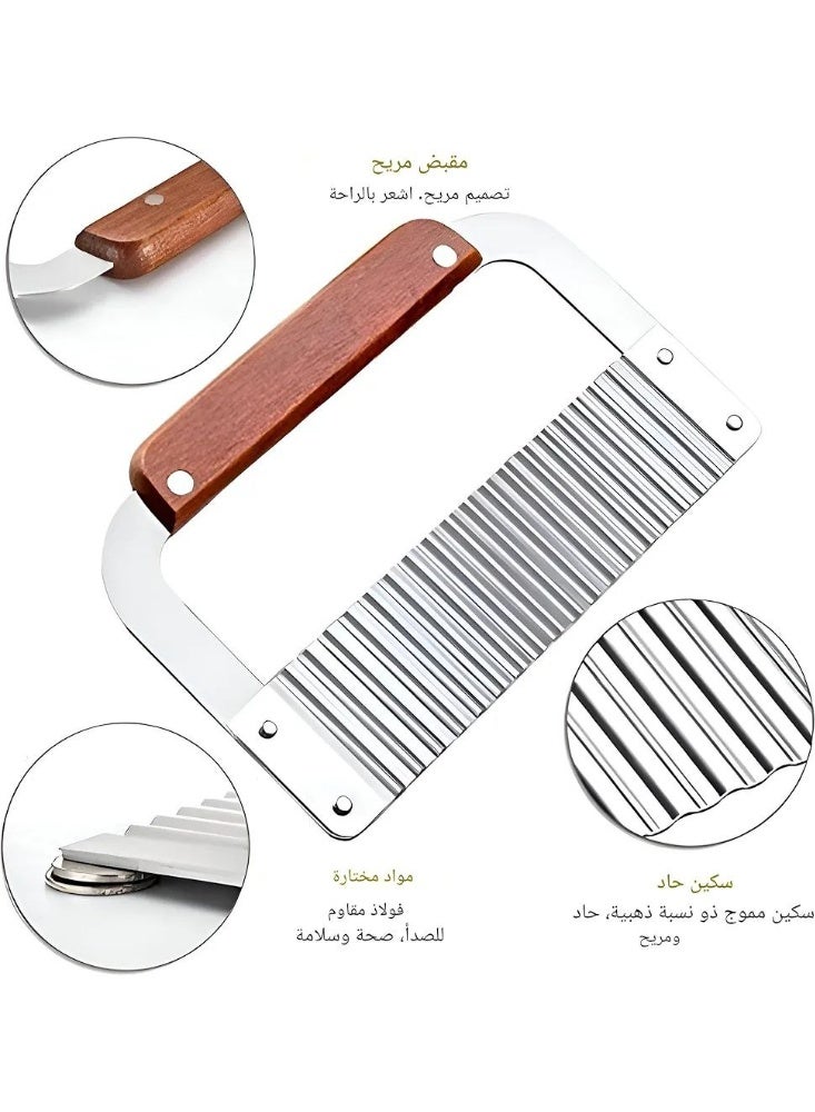 Wavy Vegetable Cutter with Wooden Handle – Crinkle Slicer for Potatoes, Carrots & Cucumbers - Image 4