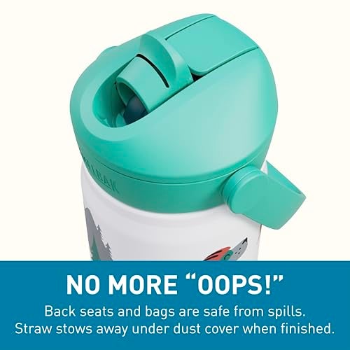 CamelBak Thrive Flip Straw Kids Bite Valve Stainless Steel Water Bottle Biking Dogs, 12oz - Image 4