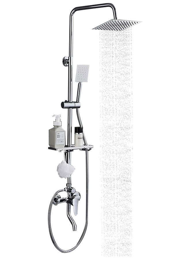 Hihonor Bathroom Shower Set,Copper Plated,Thermostatic Faucet Shower,Bathroom Combination Shower,Height Adjustable,Suitable for Home/Hotel(Silver) - Image 1
