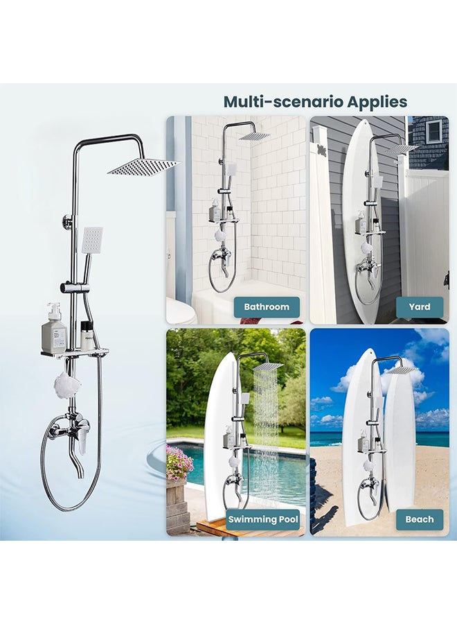 Hihonor Bathroom Shower Set,Copper Plated,Thermostatic Faucet Shower,Bathroom Combination Shower,Height Adjustable,Suitable for Home/Hotel(Silver) - Image 5