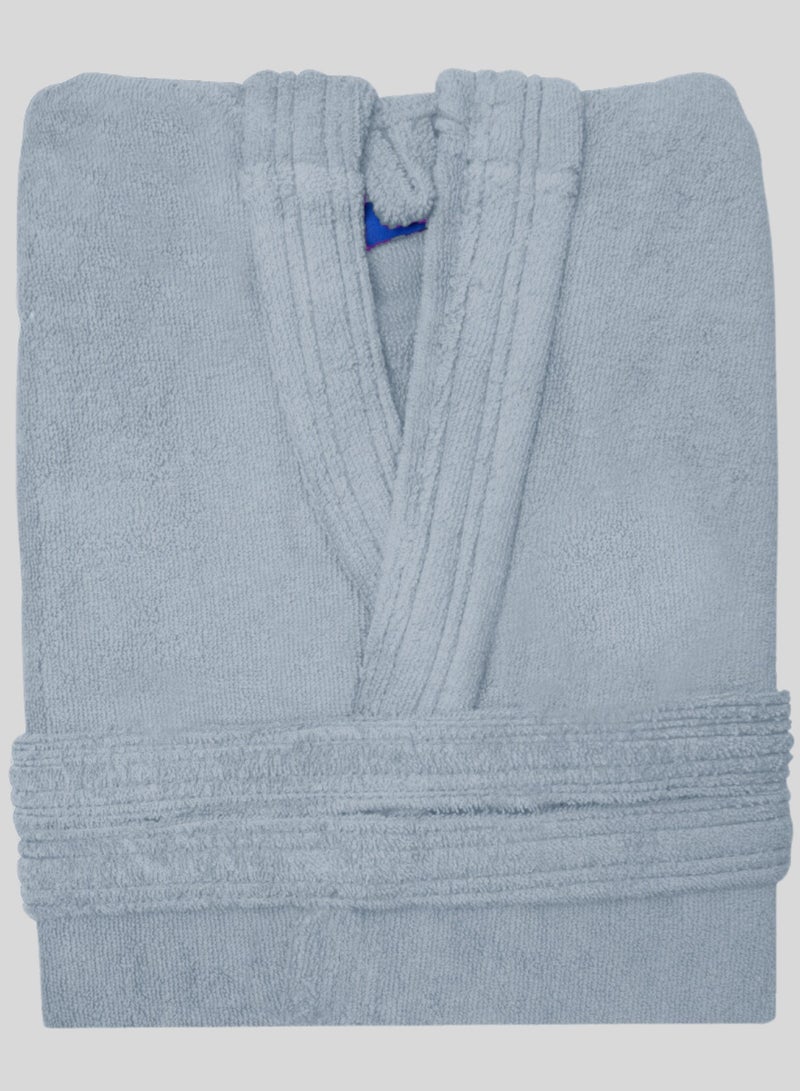 Banotex Luxurious Egyptian cotton bathrobe in gray color, suitable for men and women, comes with a cape, slippers, and a waist belt. Available in sizes to suit everyone.  - Image 5
