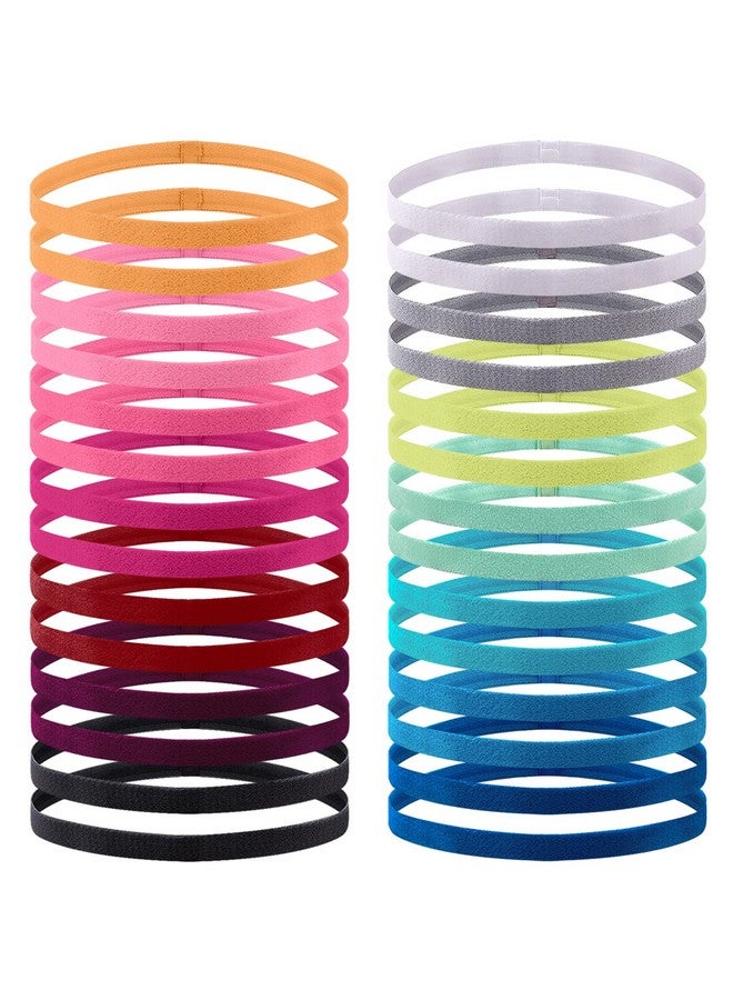Duufin 28 Pieces Elastic Headbands Colorful Workout Headbands Sports Headbands Grip Headbands Non Slip Thin Headbands For Women Men And Girls 14 Colors - Image 2