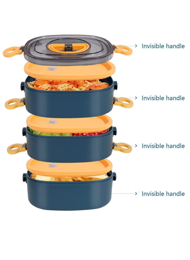 Gonice - Bento Box, 2000ml 3-Tier Portable Adult Lunch Box Containers, BPA-Free Stacking Durable Microwavable Sandwich Box, Leakproof Food Storage Set for School, Work, Picnic (Blue) - Image 1