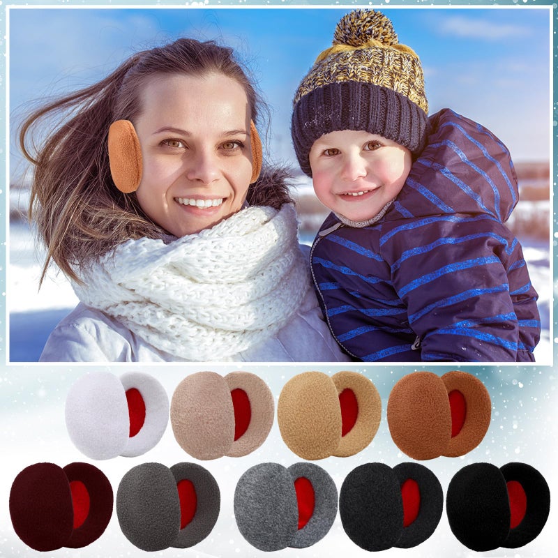 Jeere 9 Pairs Bandless Earmuffs Ear Warmers Winter Ear Covers for Outdoors Women Men(Earth Colors,Fleece) - Image 5