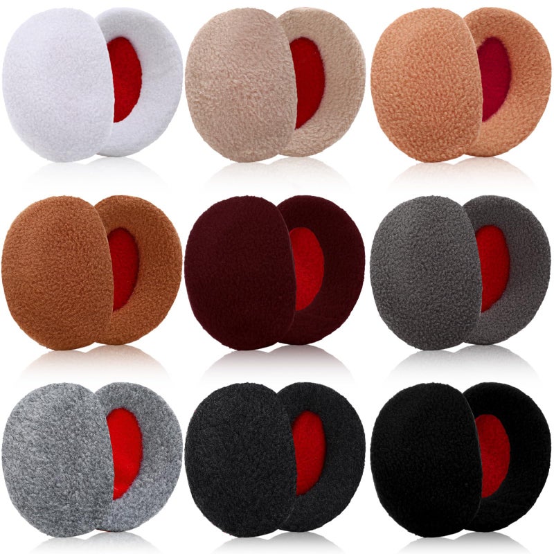 Jeere 9 Pairs Bandless Earmuffs Ear Warmers Winter Ear Covers for Outdoors Women Men(Earth Colors,Fleece) - Image 1