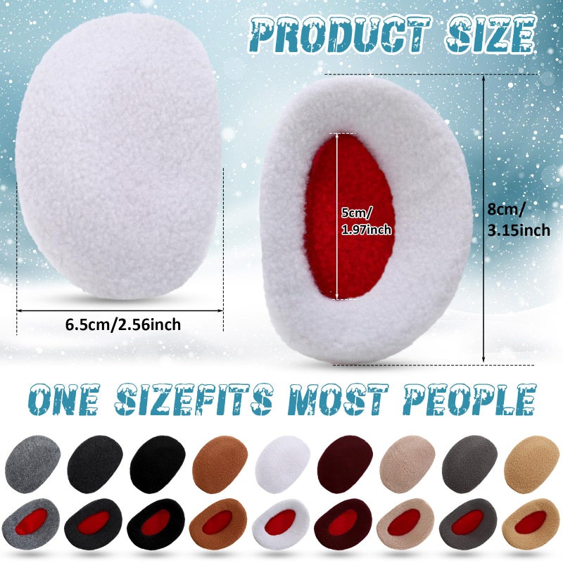 Jeere 9 Pairs Bandless Earmuffs Ear Warmers Winter Ear Covers for Outdoors Women Men(Earth Colors,Fleece) - Image 2