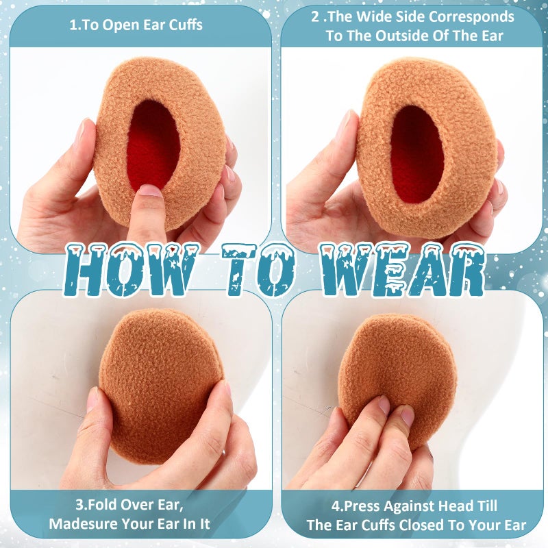 Jeere 9 Pairs Bandless Earmuffs Ear Warmers Winter Ear Covers for Outdoors Women Men(Earth Colors,Fleece) - Image 4