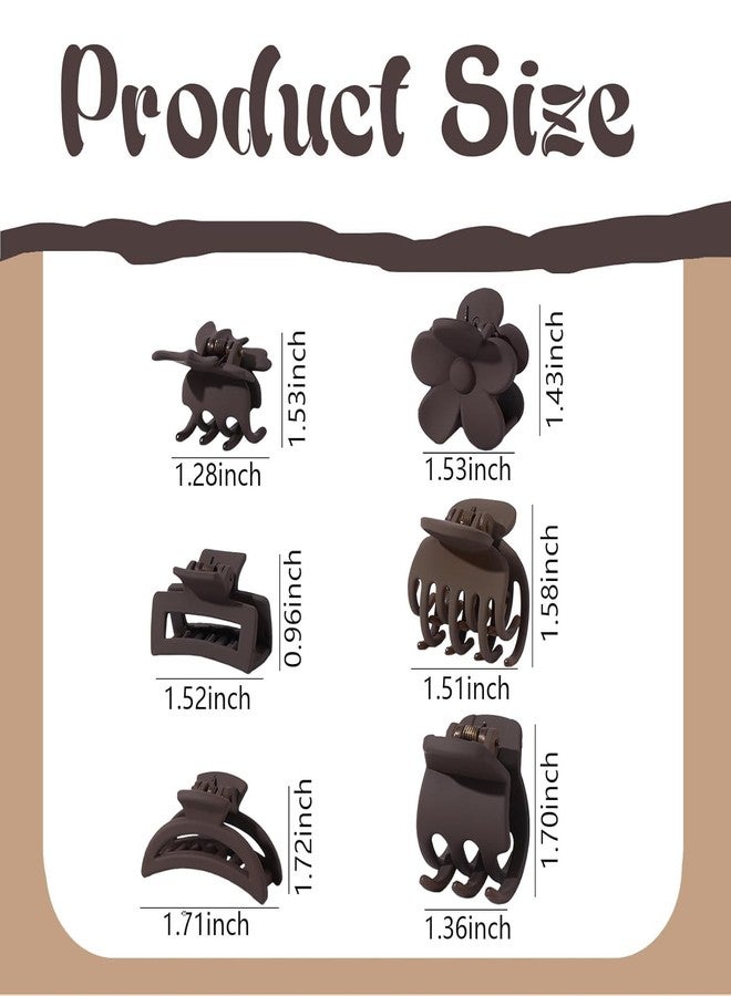 Big Box 12 Pcs Hair Clip Set,Claw Clips for Women Girls,Matte Rectangle Double Row Teeth Flower Semicircle Small Nonslip Clips for Thin/Medium Thick Hair (Beige,Khaki,Brown,Black Minimum 6 design) - Image 5