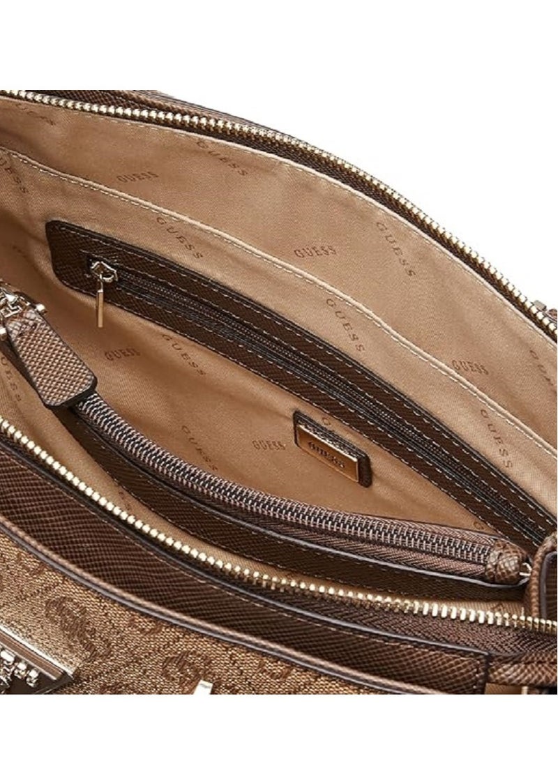 GUESS Cordelia Logo Luxury Satchel Bag Dame Brune - Image 4