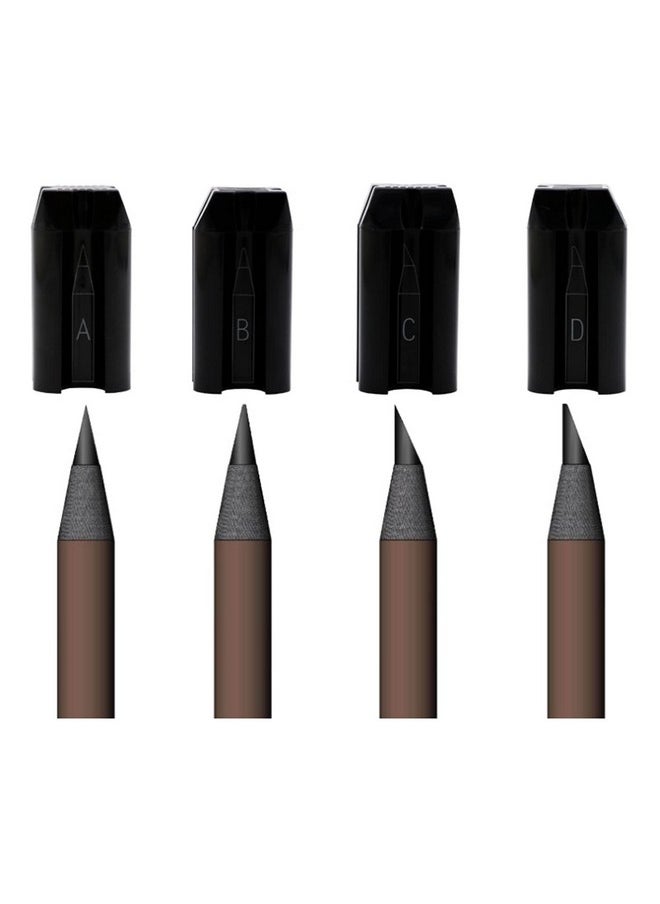 Sharpening Tool Duckbill Sharpener For Eyebrow Pencil 4 In 1 Multifunctional Eyebrow Cosmetic Pencil Permanent Makeup Tool For Beginners & Professional (Black)