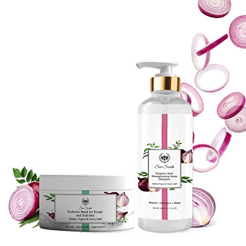 Seer Secrets Probiotic Onion Shampoo & Hair Mask Combo – 200ml Shampoo + 200g Mask | Root Strengthening & Hair Fall Control | With Yogurt, Curry Leaf & Onion | Hair Repair for Rough, Dull Hair | Unisex Haircare Pack - Image 1