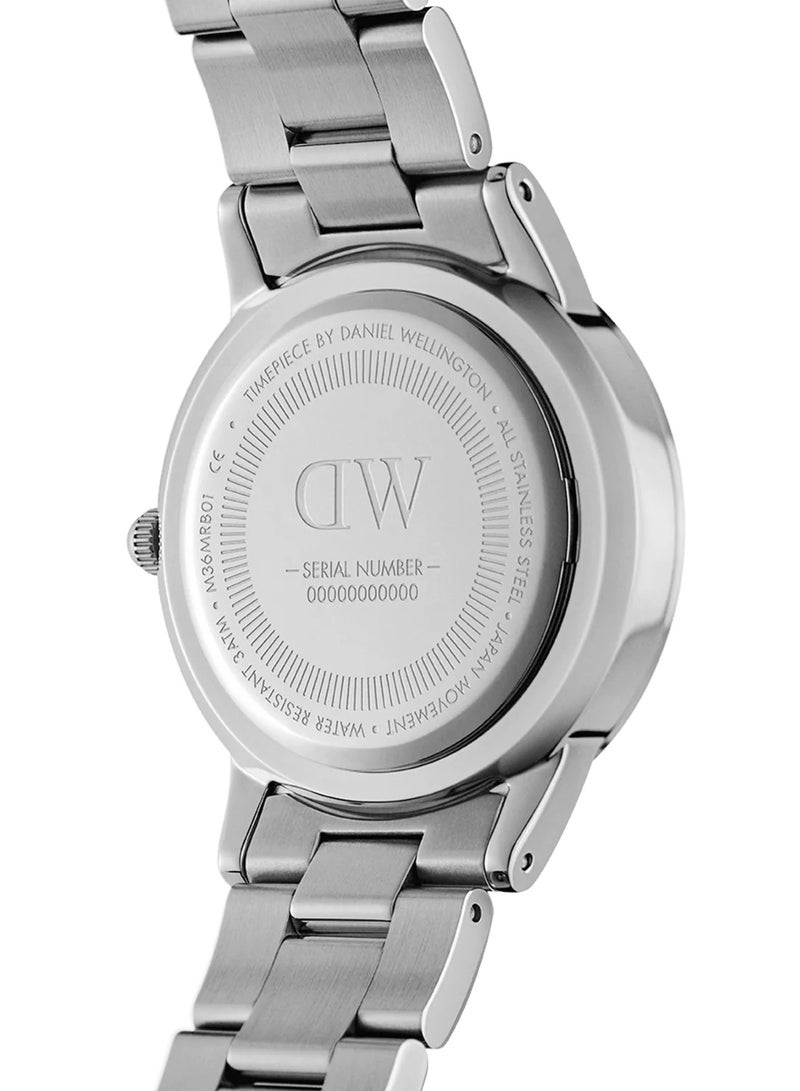 DW Iconic Link Eggshell White Round Watch for man 32mm Dial with Silver Stainless Steel Strap DW00100205 - Image 5