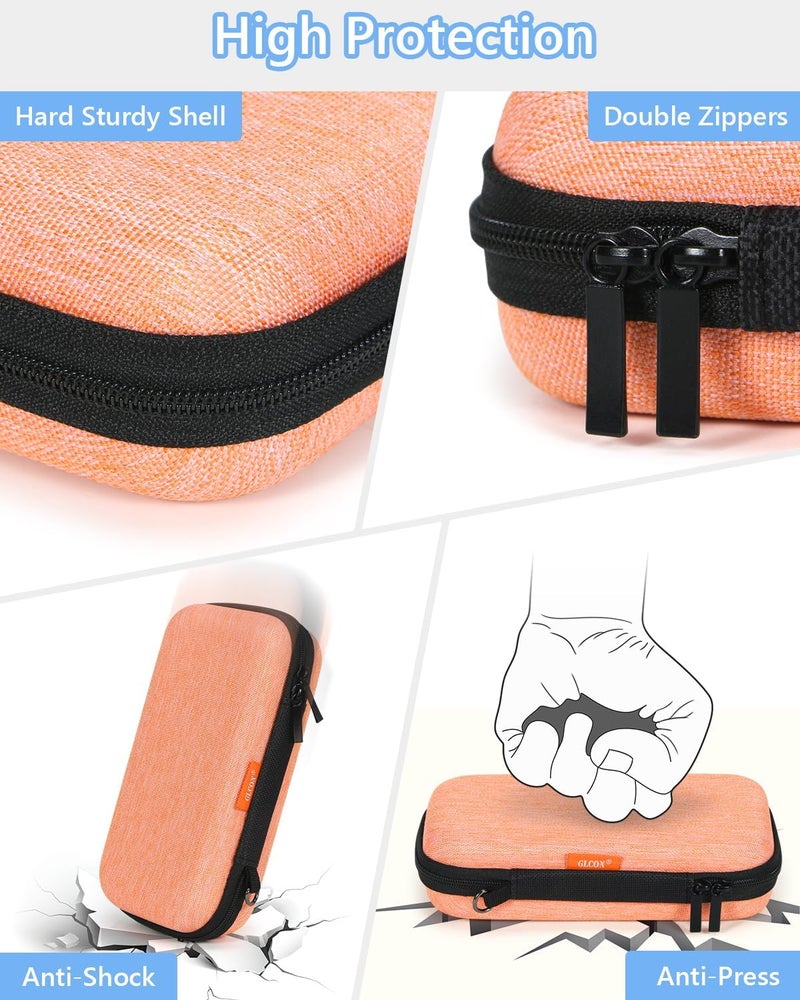GLCON Light-Orange Small Carrying Case Universal Travel Case for Sandisk, Samsung SSD, Earbuds, Cable, Hard Disk, MP3 Player - Portable Storage Pouch Bag - Shockproof Electronic Accessories Organizer - Image 4