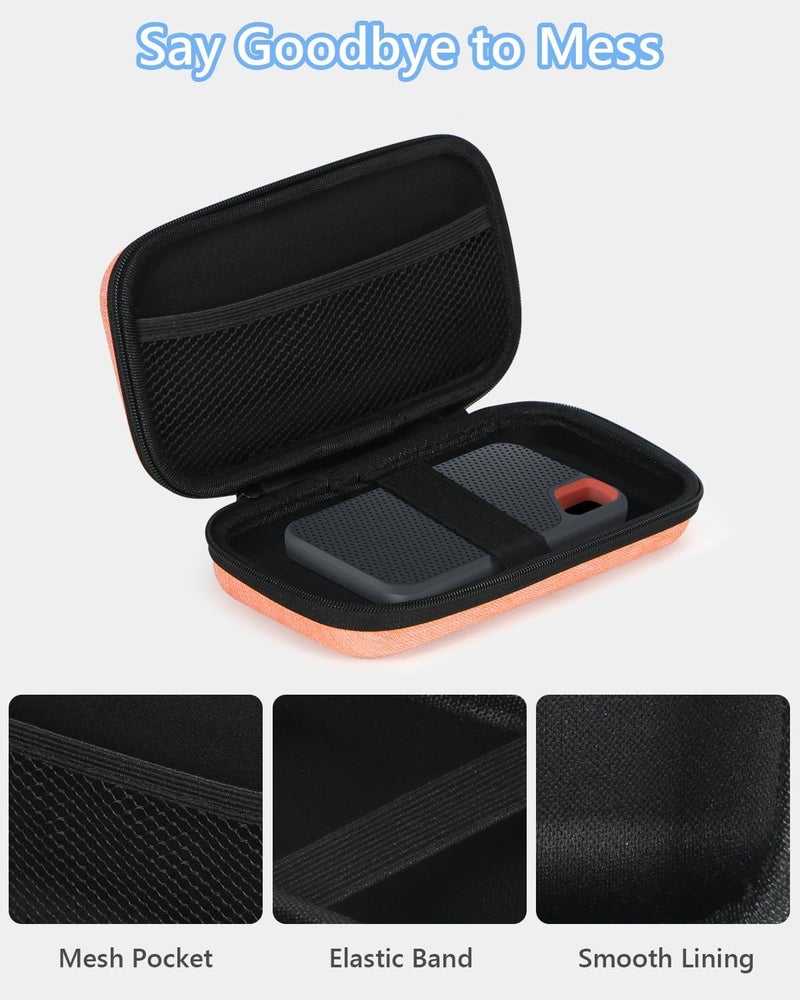 GLCON Light-Orange Small Carrying Case Universal Travel Case for Sandisk, Samsung SSD, Earbuds, Cable, Hard Disk, MP3 Player - Portable Storage Pouch Bag - Shockproof Electronic Accessories Organizer - Image 5