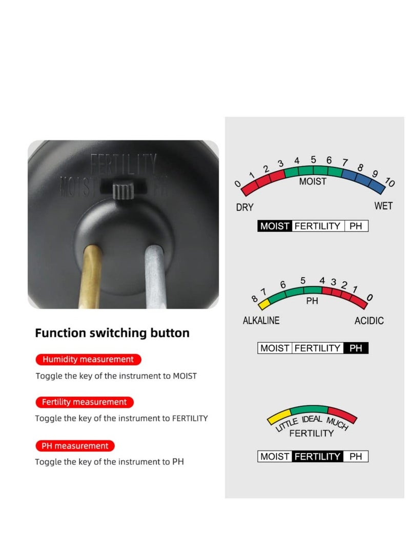 Soil Moisture Meter, 3-in-1 Soil Fertility/Moisture/pH Tester for Garden, Lawns, Farm, Indoor, Outdoor - Image 4