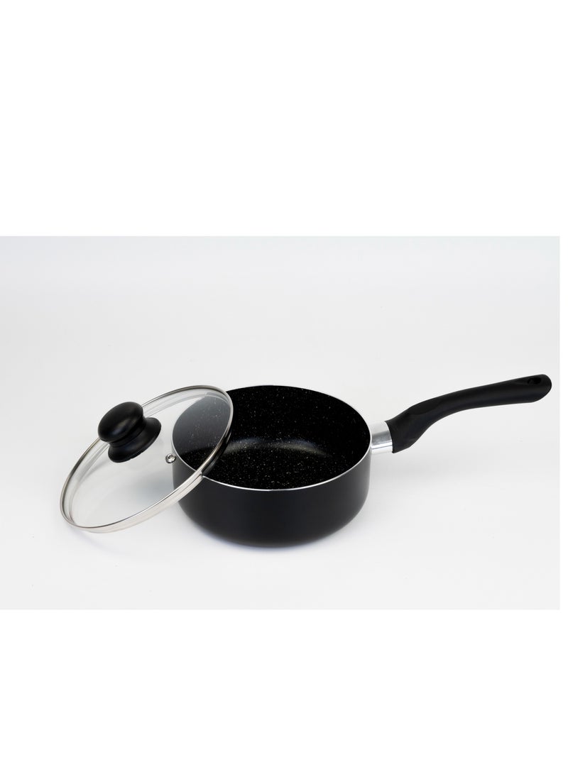 Wilson Sauce Pan with Glass Lid Durable Marble Coating Aluminum Construction Nonstick Dish for Gas Induction & Ceramic Hobs Induction Bottom 18 x 08cm - Image 2