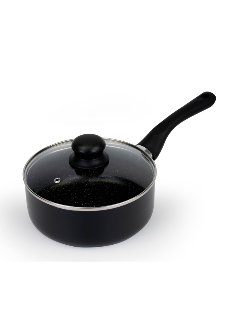 Wilson Sauce Pan with Glass Lid Durable Marble Coating Aluminum Construction Nonstick Dish for Gas Induction & Ceramic Hobs Induction Bottom 18 x 08cm - Image 4