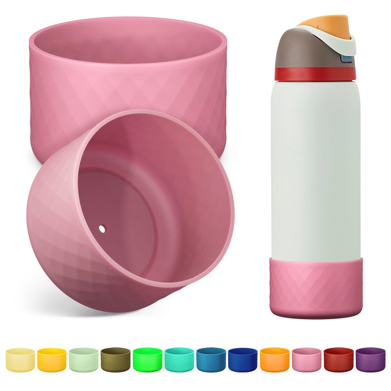 Generic Alwenid 2PCS Silicone Water Bottle Boot for Owala 32 Oz, Anti-Slip Protective Sleeve Bottom Bumper Protector for FreeSip, Twist, and Flip Stainless Steel Water Bottles (Rose)  - Image 1