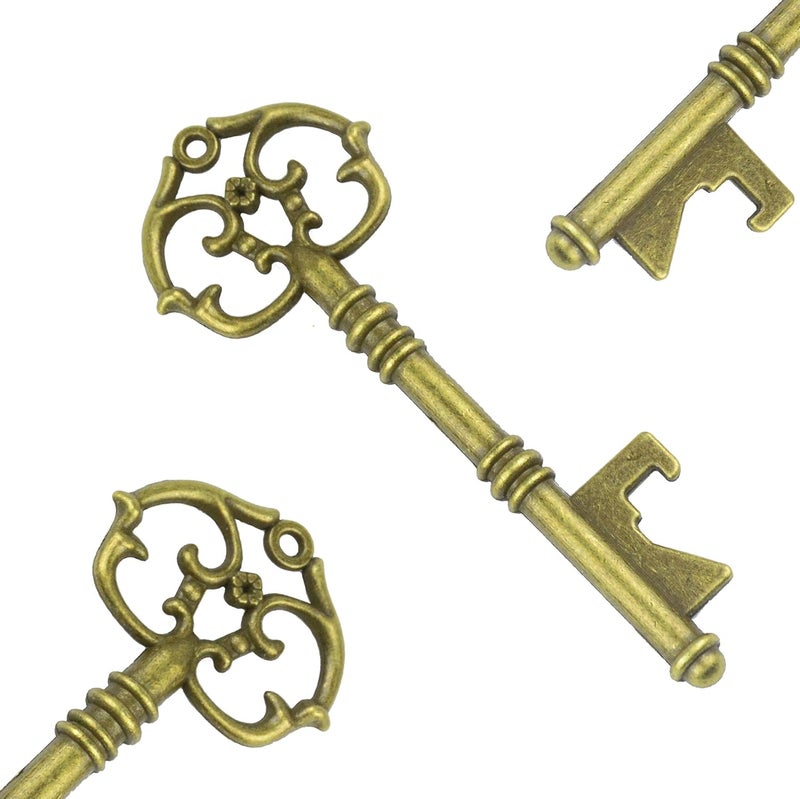 Makhry Mixed 20 Extra Large Key Shape Bottle Openers Antique Bronze Skeleton Keys - 2 Styles,20 Key Openers (Bronze) - Image 5