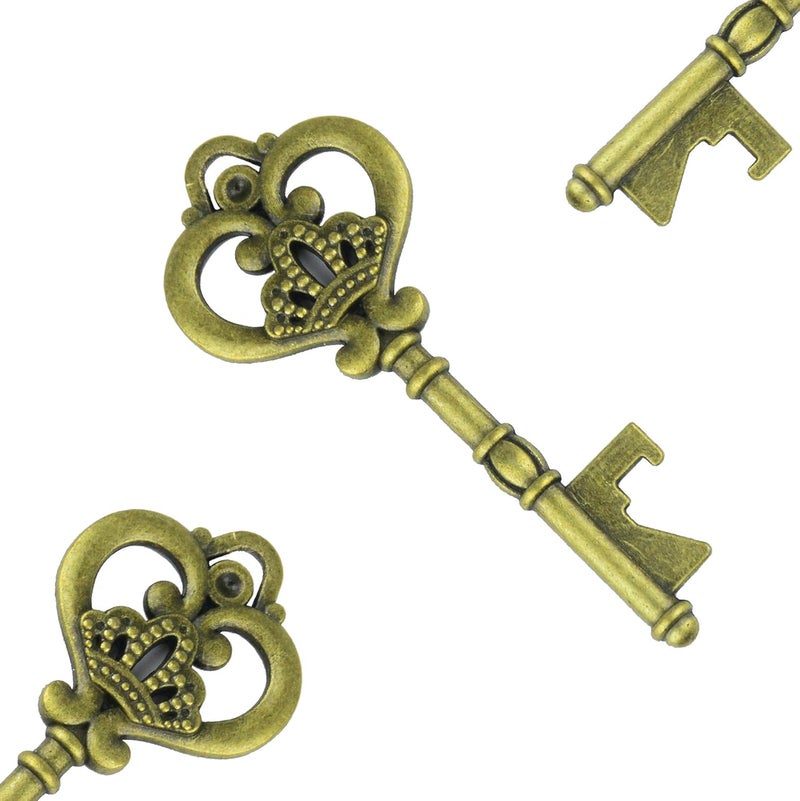 Makhry Mixed 20 Extra Large Key Shape Bottle Openers Antique Bronze Skeleton Keys - 2 Styles,20 Key Openers (Bronze) - Image 4