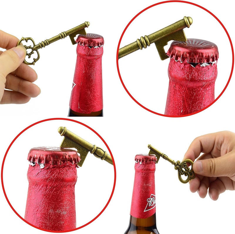 Makhry Mixed 20 Extra Large Key Shape Bottle Openers Antique Bronze Skeleton Keys - 2 Styles,20 Key Openers (Bronze) - Image 3